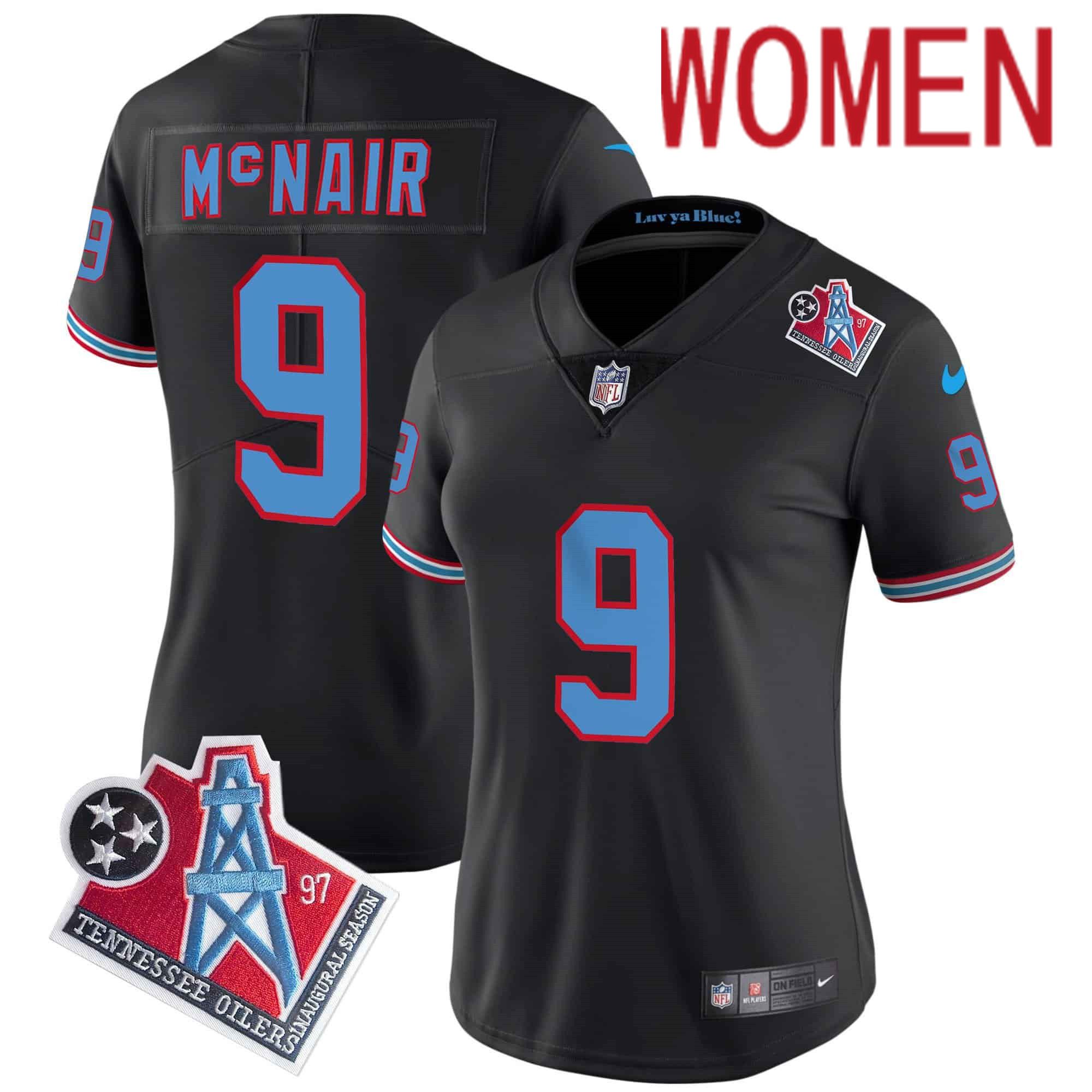 Women Tennessee Titans #9 Mcnair Black 1997 Throwback 2024 Nike Limited Vapor NFL Jersey